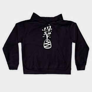 Minimalist Ink Line Art Potted Plant Kids Hoodie